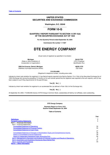 Thumbnail DTE Energy
 10-Q Quarterly Report FY 