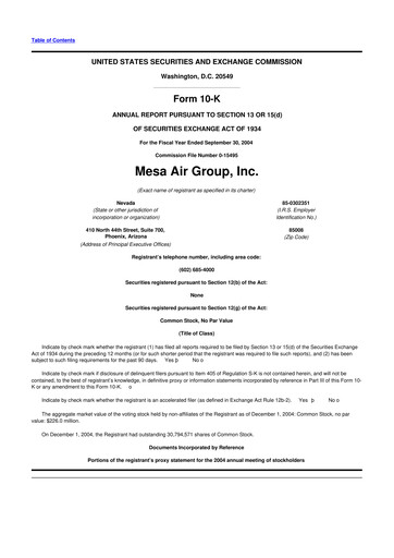 Thumbnail Republic Airways 10-K Annual Report 