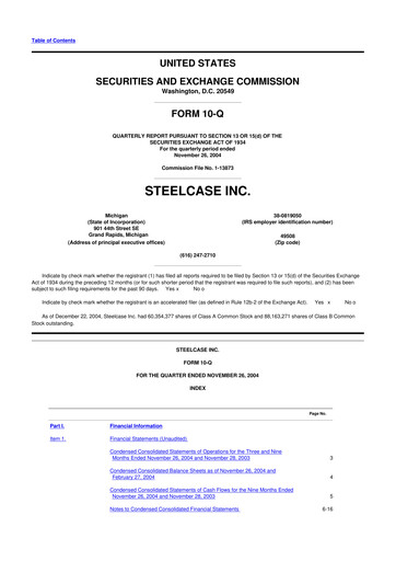 Thumbnail Steelcase 10-Q Quarterly Report FY 