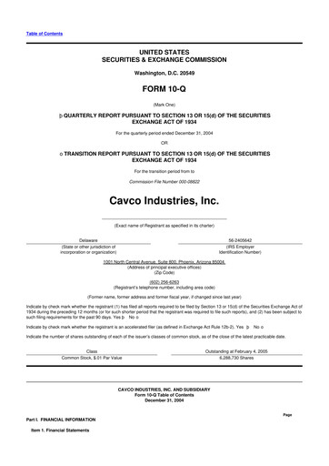 Miniature Cavco Industries 10-Q Rapport trimestriel  