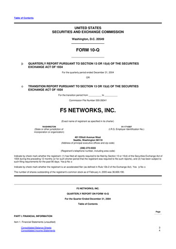 Vorschaubild F5 10-Q Quartalsbericht  