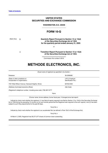 Thumbnail Methode Electronics
 10-Q Quarterly Report FY 