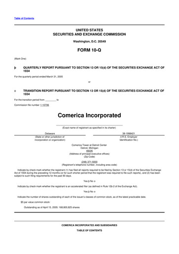 Thumbnail Comerica 10-Q Quarterly Report FY 