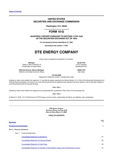 Thumbnail DTE Energy
 10-Q Quarterly Report FY 