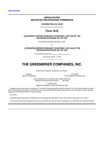 Thumbnail The Greenbrier Companies
 10-Q Quarterly Report FY 