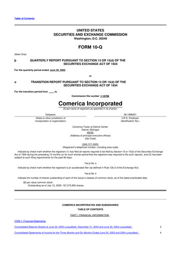 Thumbnail Comerica 10-Q Quarterly Report FY 