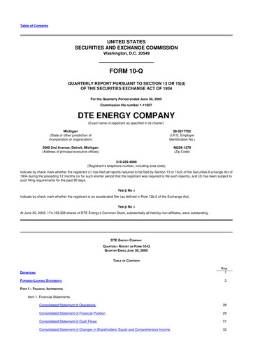 Thumbnail DTE Energy
 10-Q Quarterly Report FY 