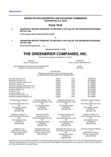 Thumbnail The Greenbrier Companies
 10-Q Quarterly Report FY 
