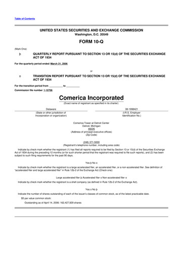 Thumbnail Comerica 10-Q Quarterly Report FY 