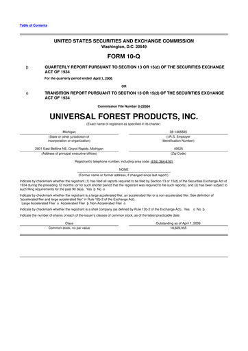 Thumbnail UFP Industries
 10-Q Quarterly Report FY 