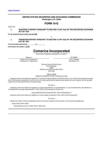 Thumbnail Comerica 10-Q Quarterly Report FY 