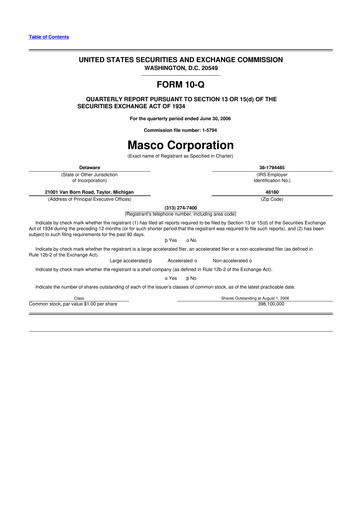 Thumbnail Masco 10-Q Quarterly Report FY 