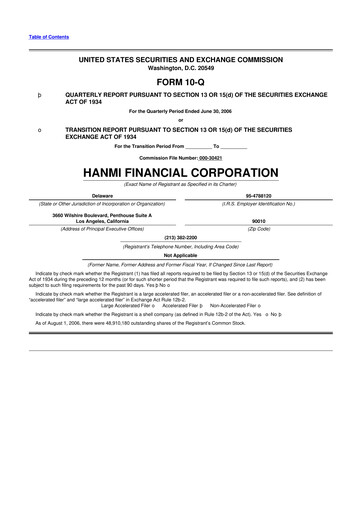 Vorschaubild Hanmi Financial 10-Q Quartalsbericht  