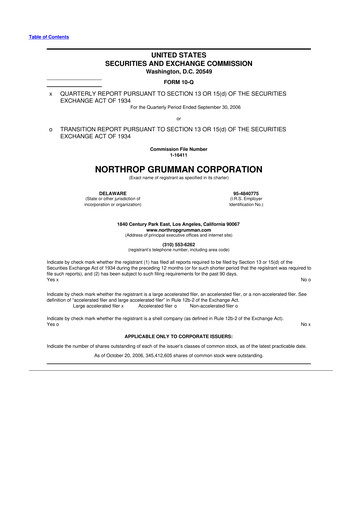 Thumbnail Northrop Grumman 10-Q Quarterly Report FY 