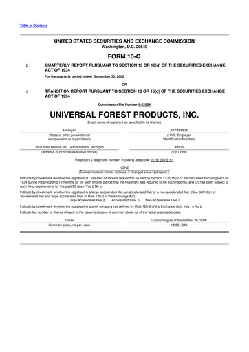 Thumbnail UFP Industries
 10-Q Quarterly Report FY 