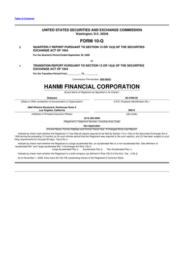 Vorschaubild Hanmi Financial 10-Q Quartalsbericht  