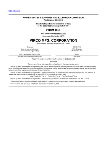 Thumbnail Virco Manufacturing 10-Q Quarterly Report FY 