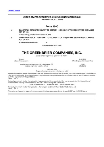 Thumbnail The Greenbrier Companies
 10-Q Quarterly Report FY 