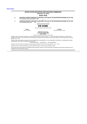 Thumbnail KB Home
 10-Q Quarterly Report FY 