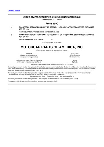 Thumbnail Motorcar Parts of America 10-Q Quarterly Report FY 