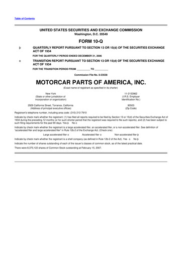 Thumbnail Motorcar Parts of America 10-Q Quarterly Report FY 