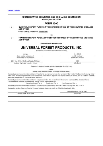 Thumbnail UFP Industries
 10-Q Quarterly Report FY 