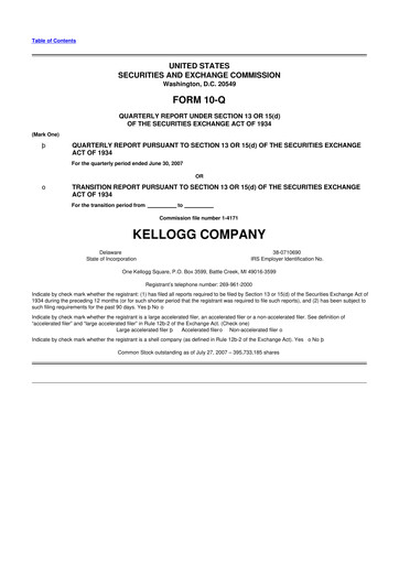 Thumbnail Kellanova 
 (Kellogg's) 10-Q Quarterly Report FY 