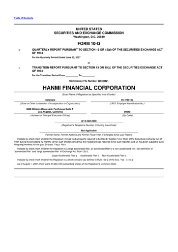 Vorschaubild Hanmi Financial 10-Q Quartalsbericht  