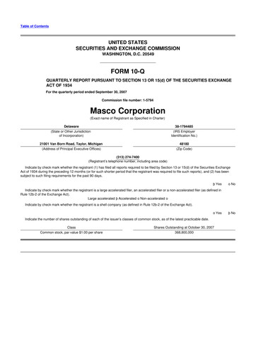 Thumbnail Masco 10-Q Quarterly Report FY 