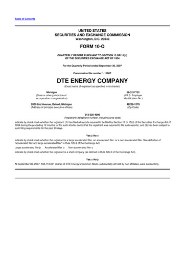Thumbnail DTE Energy
 10-Q Quarterly Report FY 