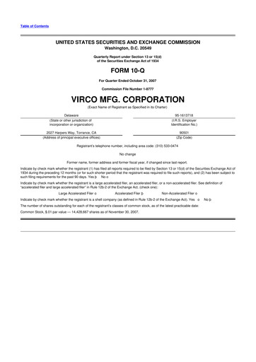 Thumbnail Virco Manufacturing 10-Q Quarterly Report FY 