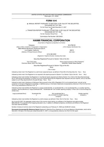 Vorschaubild Hanmi Financial 10-K Jahresbericht 