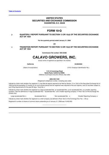 Thumbnail Calavo Growers
 10-Q Quarterly Report FY 