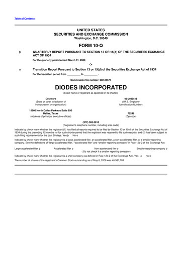 Miniature Diodes Incorporated 10-Q Rapport trimestriel  