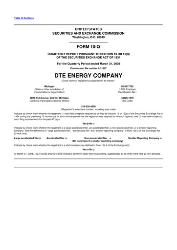 Thumbnail DTE Energy
 10-Q Quarterly Report FY 