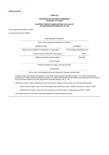 Thumbnail Erie Indemnity 10-Q Quarterly Report FY 