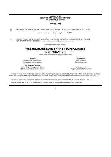 Thumbnail Wabtec 10-Q Quarterly Report FY 