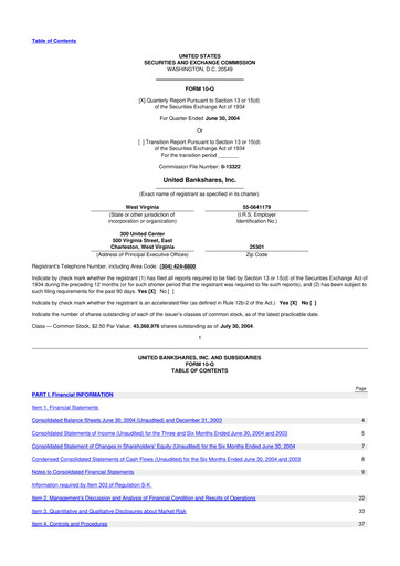 Thumbnail United Bankshares 10-Q Quarterly Report FY 