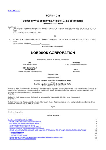 Thumbnail Nordson 10-Q Quarterly Report FY 