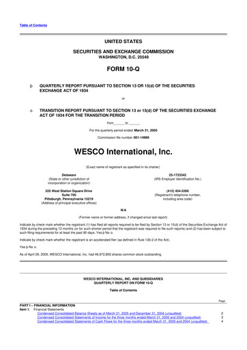 Thumbnail WESCO International
 10-Q Quarterly Report FY 
