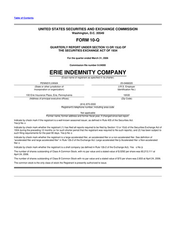 Thumbnail Erie Indemnity 10-Q Quarterly Report FY 