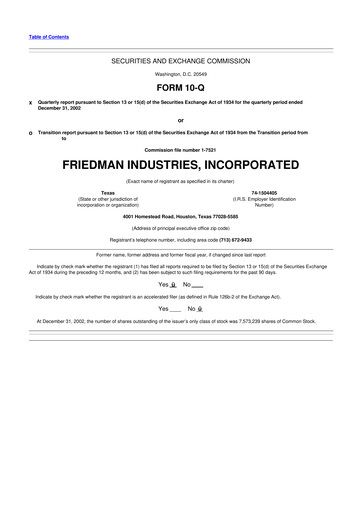 Vorschaubild Friedman Industries 10-Q Quartalsbericht  