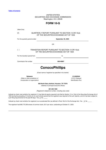 Thumbnail ConocoPhillips 10-Q Quarterly Report FY 