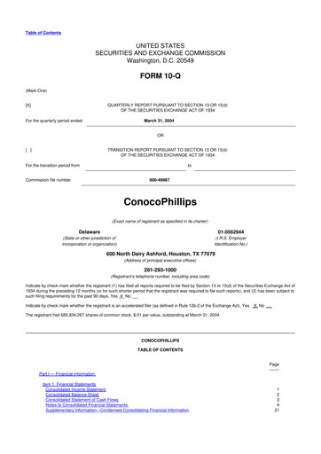 Thumbnail ConocoPhillips 10-Q Quarterly Report FY 