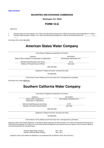 Vorschaubild American States Water
 10-Q Quartalsbericht  