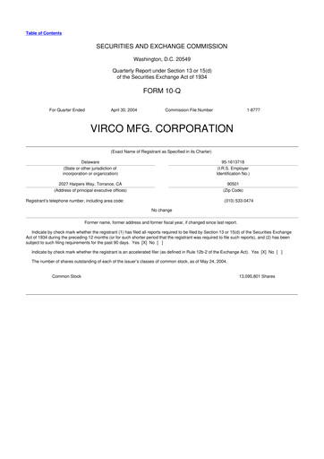 Thumbnail Virco Manufacturing 10-Q Quarterly Report FY 