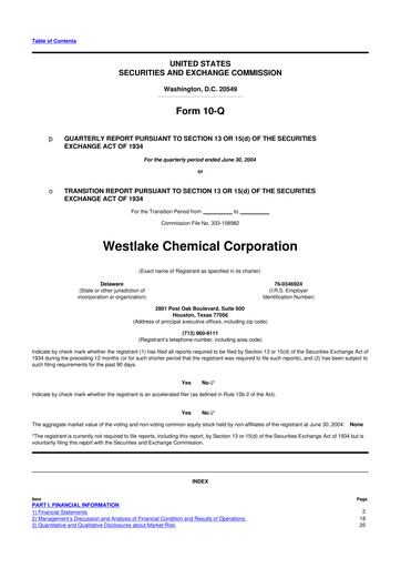 Thumbnail Westlake Corporation
 10-Q Quarterly Report FY 
