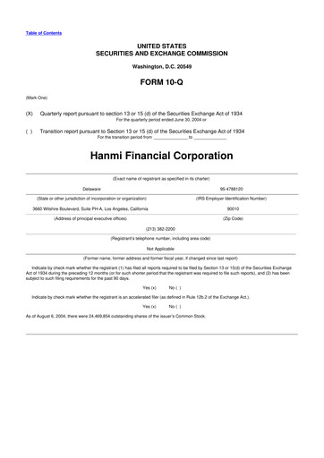 Vorschaubild Hanmi Financial 10-Q Quartalsbericht  