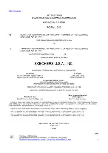 Thumbnail Skechers
 10-Q Quarterly Report FY 