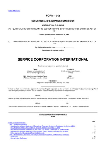 Vorschaubild Service Corporation International
 10-Q Quartalsbericht  